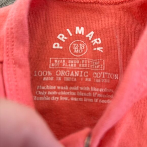 Primary Organic Cotton Romper Coral Size 12-18M - Picture 3 of 4